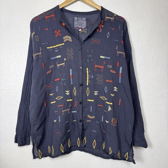 Pete & Greta Johnny Was Embroidered Button Up Shirt Women's XS Top Southwestern - Picture 1 of 12
